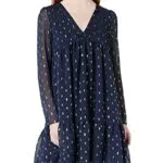 NafNaf Damen Foil R1 Kleid, Blau, 38