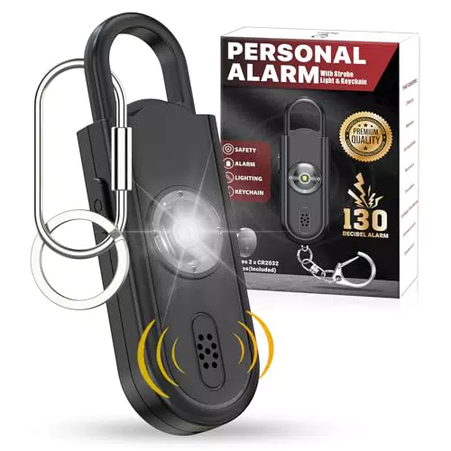 Persönlicher Alarm mit LED Blitzlicht-Signal und Taschenlampe - Naiicute Sirenenalarm für Frauen, Kinder und Ältere
