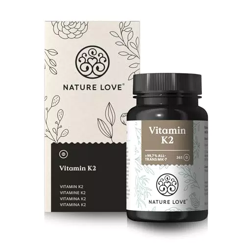 NATURE LOVE® Vitamin K2 MK7 Tabletten - Hochdosiertes all-trans Menaquinon - Vegan & laborgeprüft