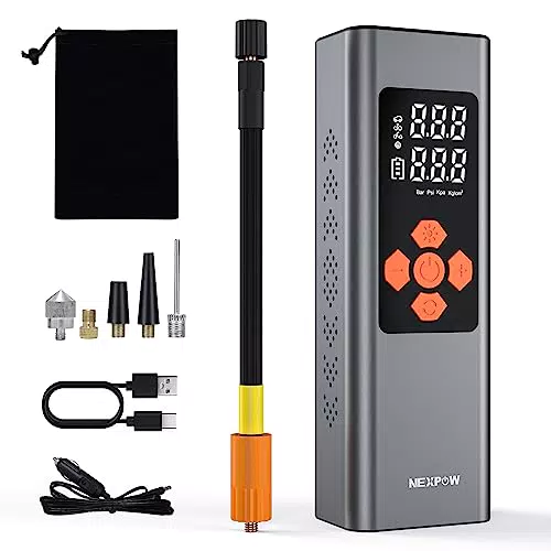 NEXPOW Tragbarer Luftkompressor 12V 7500mAh - Elektrische Luftpumpe 150PSI für Auto, Fahrrad, Motorrad - Wiederaufladbar & USB-Powerbank