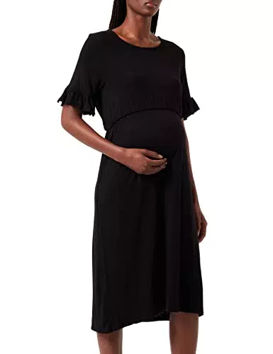 Noppies Maternity Damen Kleid mit kurzem Ärmel - Leon Schwarz