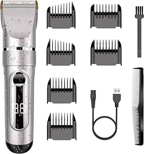 Profi IPX7 Elektrische Haarschneidemaschine für Herren - Haarschneider mit Titan-LCD-Bildschirm - Wasserdicht & Einstellbar