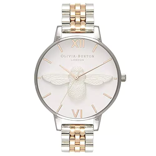 Olivia Burton Damen Quarzuhr mit Zweifarbigem Edelstahlarmband