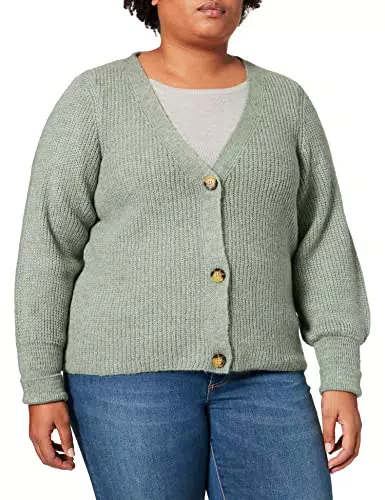 ONLY Damen Strickjacke Langarm V-Ausschnitt Cardigan Grün
