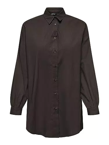 ONLY Damen Oversized Basic Hemd Bluse, Langarm Business Tunika Shirt