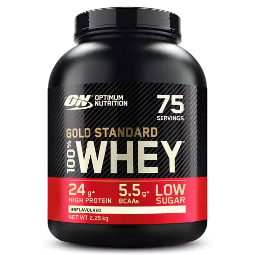 Optimum Nutrition Gold Standard 100% Molkenproteinpulver für Muskelaufbau und -regeneration mit natürlich vorkommendem Glutamin und BCAA-Aminosäuren