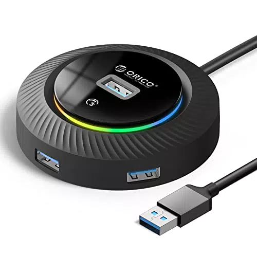 ORICO USB Hub mit 4-Port RGB USB 3.0 für MacBook, iMac, Surface Pro - Netzteil inklusive
