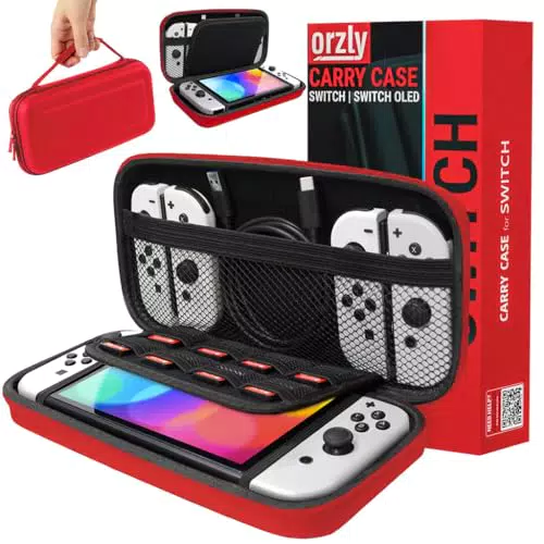 Orzly Tragetasche Kompatibel mit Nintendo Switch und New Switch OLED-Konsole - Schwarze schützende Hülle