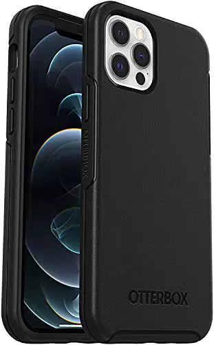 OtterBox iPhone 12 / 12 Pro Schutzhülle - Sturzsicher & Transparent, Symmetry Serie, Schwarz