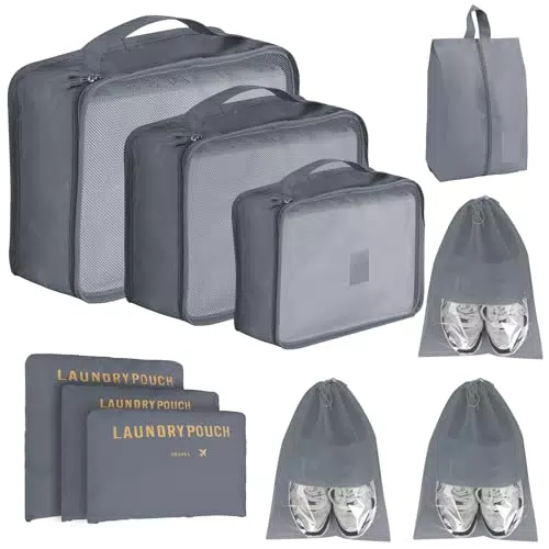 Koffer-Organizer-Set für Reisen: Packwürfel für Kleidung, Schuhe und mehr