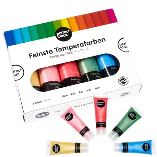"Perfect Ideaz Metallic Farben Set - Tempera Farbe mit Perlglanz-Effekt auf Wasserbasis"