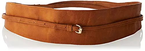 Pieces Damen Ledergürtel mit Bindeschleife - Cognac