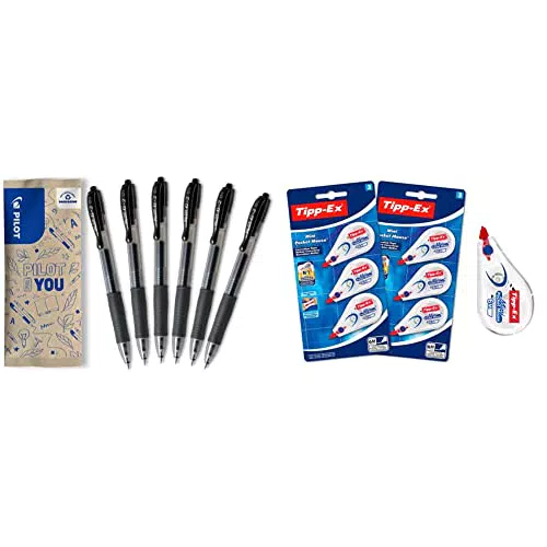 Pilot G2-7 Gelstift & Tipp-Ex Mini Pocket Mouse Korrekturroller - Ideal für Büro, Home Office und Schule