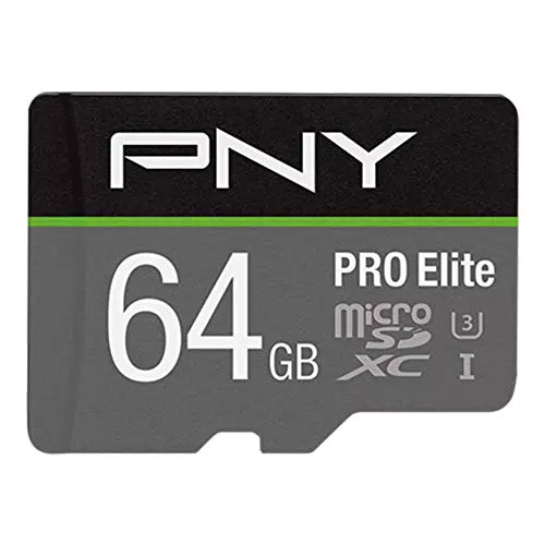 PNY PRO Elite 64GB microSDHC-Speicherkarte mit SD-Adapter - High-Speed Lesegeschwindigkeit, ideal für 4K-Videos