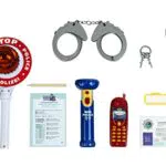 Polizei-Set mit batteriebetriebener Taschenlampe und Polizeikelle - Spielzeug für Kinder ab 3 Jahren