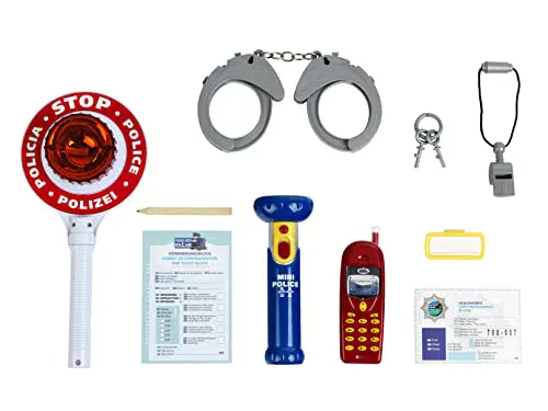 Polizei-Set mit batteriebetriebener Taschenlampe und Polizeikelle - Spielzeug für Kinder ab 3 Jahren