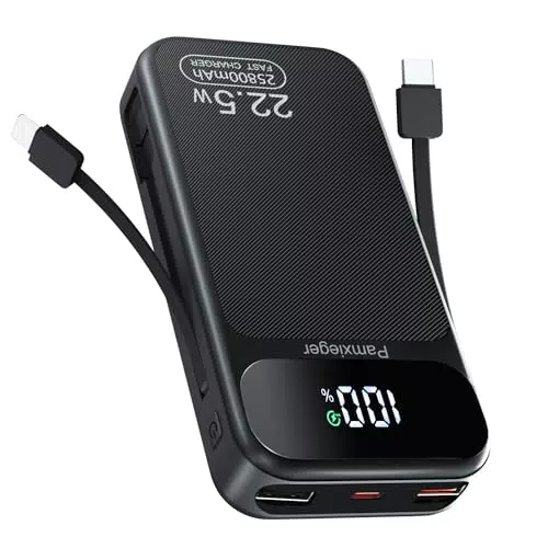 Externer Handyakku mit 25800 mAh und Schnellladefunktion für Smartphone und Tablet