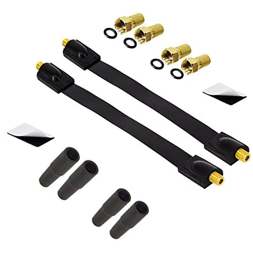 X Premium Sat Fensterdurchführung F-Stecker Gummitüllen Set DVB-C DVB-T Kabel Schwarz Koaxialkabel Slim 26cm