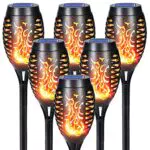Solarlampen für Außen mit Realistischem Flammeneffekt - IP65 Wasserdicht - Gartenfackeln Solar