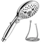 Rainsworth Wassersparende Handbrause mit 6 Strahlarten und Durchflussbegrenzer, Chrom