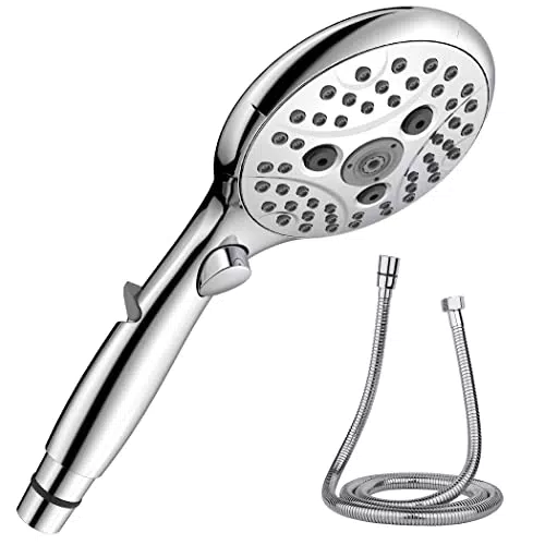 Rainsworth Wassersparende Handbrause mit 6 Strahlarten und Durchflussbegrenzer, Chrom