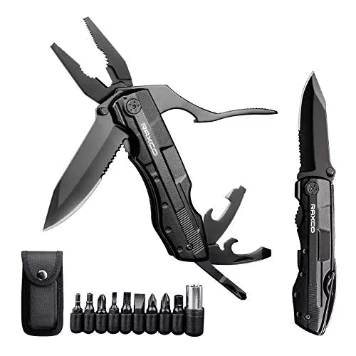 Multitool RAXCO 18 in 1: Taschenmesser mit Zange und Klappmesser für Camping und Wandern