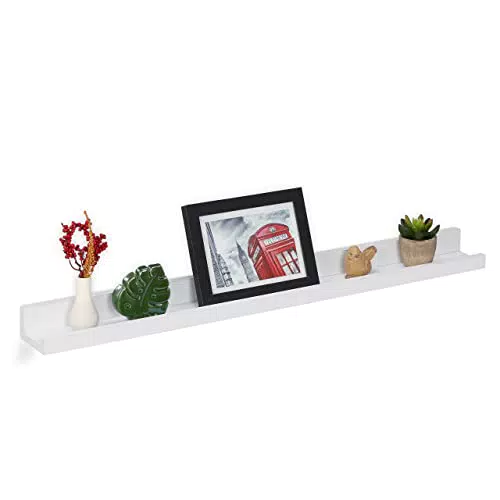 Bilderleiste von Relaxdays für Bilder, Bücher & Deko, 80 cm breit - Wandregal aus MDF, weiß