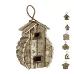 Relaxdays Deko Vogelhaus aus unbehandeltem Holz zum Aufhängen - Nistkasten für Balkon und Garten, Naturstil