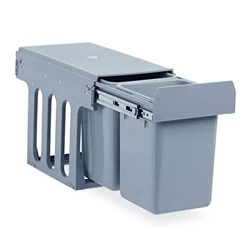 Relaxdays Einbaumülleimer Küche mit Auszug - Duo 8 l - Müllsystem Unterschrank