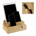 Bambus Ladestation für Tablet & Smartphone Organizer - Relaxdays