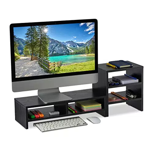 Monitorständer mit Ablagen und Organizer für Schreibtisch - Desktoperhöhung für Büro