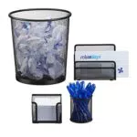 Schreibtisch Organizer Metall Set - Ablage, Zettelbox, Stifteköcher, Mülleimer