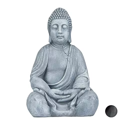 Relaxdays XL Buddha Figur sitzend, 50 cm hoch, Feng Shui