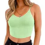 Reoria Damen V-Ausschnitt Bustier Crop Top mit Spaghettiträgern - Grün