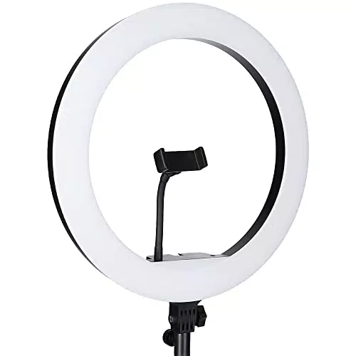 Rollei Lumis Slim RGB-Ringlicht mit Lampenstativ und Smartphone-Halterung - Perfekt für Videokonferenzen und Livestreams.