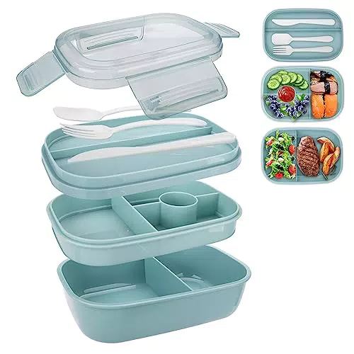 Royouzi Lunchbox für Erwachsene mit 3 Ebenen und Besteck