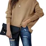 Damen Strickpullover Rundhals Langarm - Modellname (falls vorhanden) - Oversized mit Fledermausärmeln