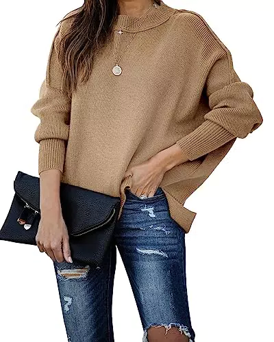 Damen Strickpullover Rundhals Langarm - Modellname (falls vorhanden) - Oversized mit Fledermausärmeln