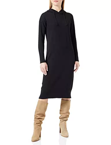 s.Oliver Damen 2121294 Strickkleid mit Kapuze, Schwarz