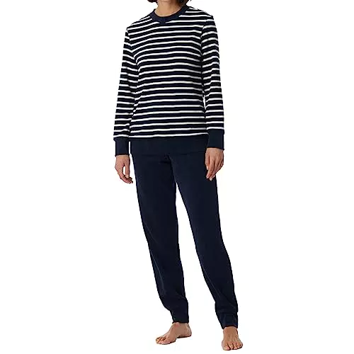 Schiesser Damen Schlafanzug lang Frottee warm kuschelig wohlfühlen-Nightwear Pyjamaset