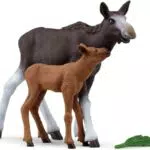 Schleich Elchkuh mit Kalb - WILD LIFE Spielset für Kinder ab 3 Jahren