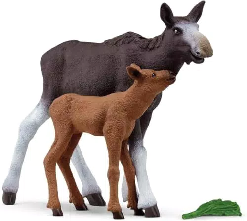 "Schleich Elchkuh mit Kalb - WILD LIFE Spielset für Kinder ab 3 Jahren"
