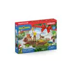 Schleich Adventskalender DINOSAURS 2022 für Kinder ab 5 Jahren - Dino-Fans mit menschlicher Spielfigur und Dschungel Abenteuer-Zubehör.