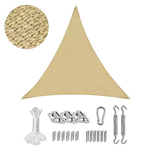 Sonnensegel Sekey Rechteckig mit Edelstahl Befestigungs Kit, HDPE-Kunststoff, Winddicht Wasserdurchlässig UV-beständig Atmungsaktiv Reißfest, für Balkon Garten.