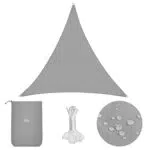 Sekey Sonnensegel Dreieckig PES Polyester - Sonnenschutz UV Schutz Windschutz - Balkon Garten - Hellgrau