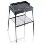 Tischgrill SEVERIN mit Aluminium-Grillplatte für drinnen und draußen - Elektrogrill mit schnellem Start - Balkon Grill sicher in Schwarz.