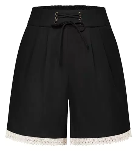 Vintage Damen Shorts High Waist Bermuda Shorts - Schwarz