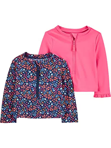 Carter's Baby-Mädchen Kapuzen-Rashguard-Shirt, Marineblau Floral.