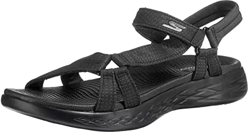 Skechers Damen Knöchelriemchen Sandalen, Stoff, Netzstoff