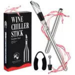 Weinkühler Set aus Edelstahl mit 5 Funktionen: Stab, Ausgießer, Flaschenverschluss, Folienschneider - Ideales Geschenk für Weinliebhaber